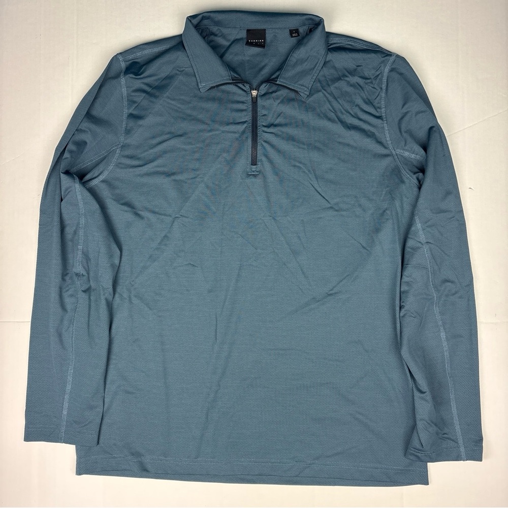 Dunning Golf Men Large Shirt Pullover Blue Lightweight Polyester Spandex Collar